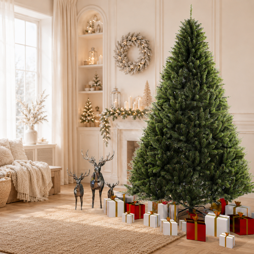 Full Unlit Artificial Christmas Tree with Hinged Branches and Folding