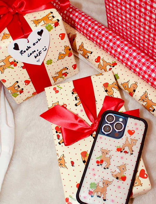 Oh Deer and Red Gingham Hearts Gift Wrap - 2 Pack