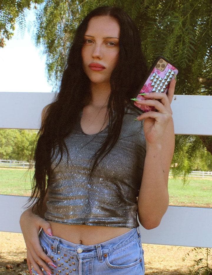 Pink Floral Stud iPhone Case