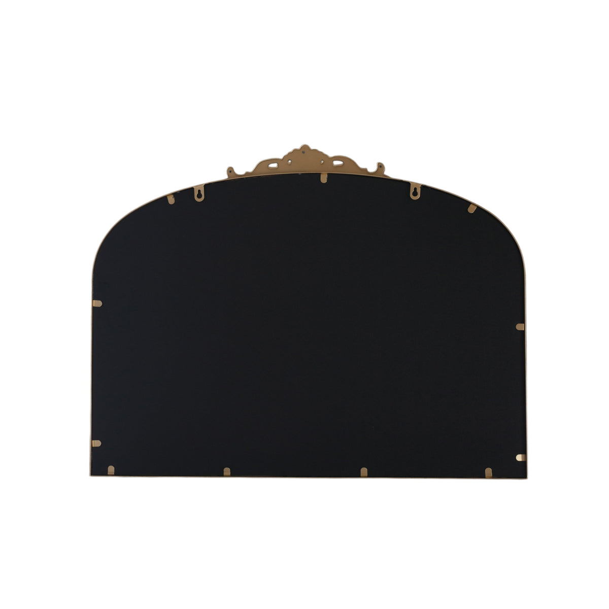 Wide French Baroque Arched Wall Mirror with Ornate Metal Frame for