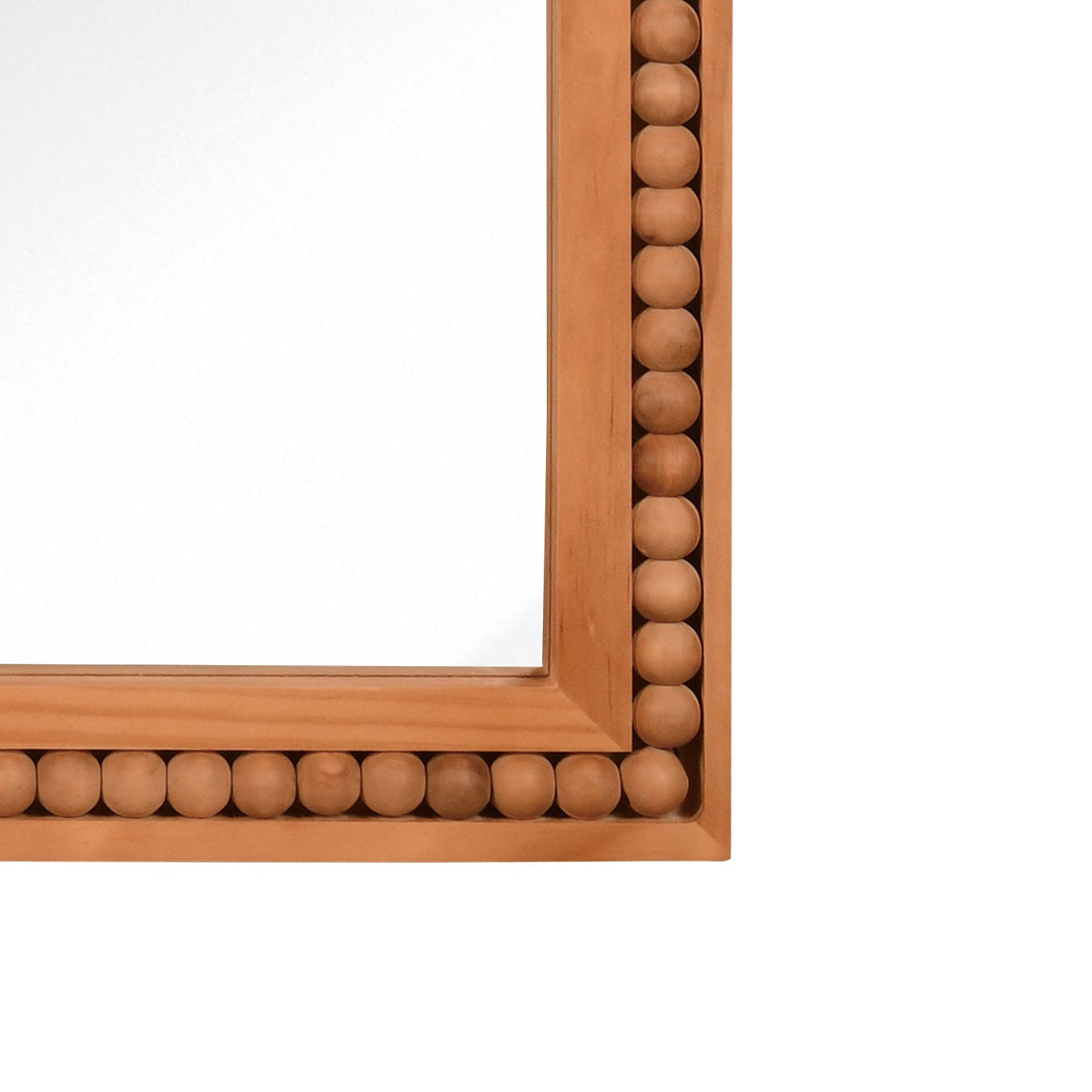 Large Arched Wood Wall Mirror with Beaded Frame for French Country