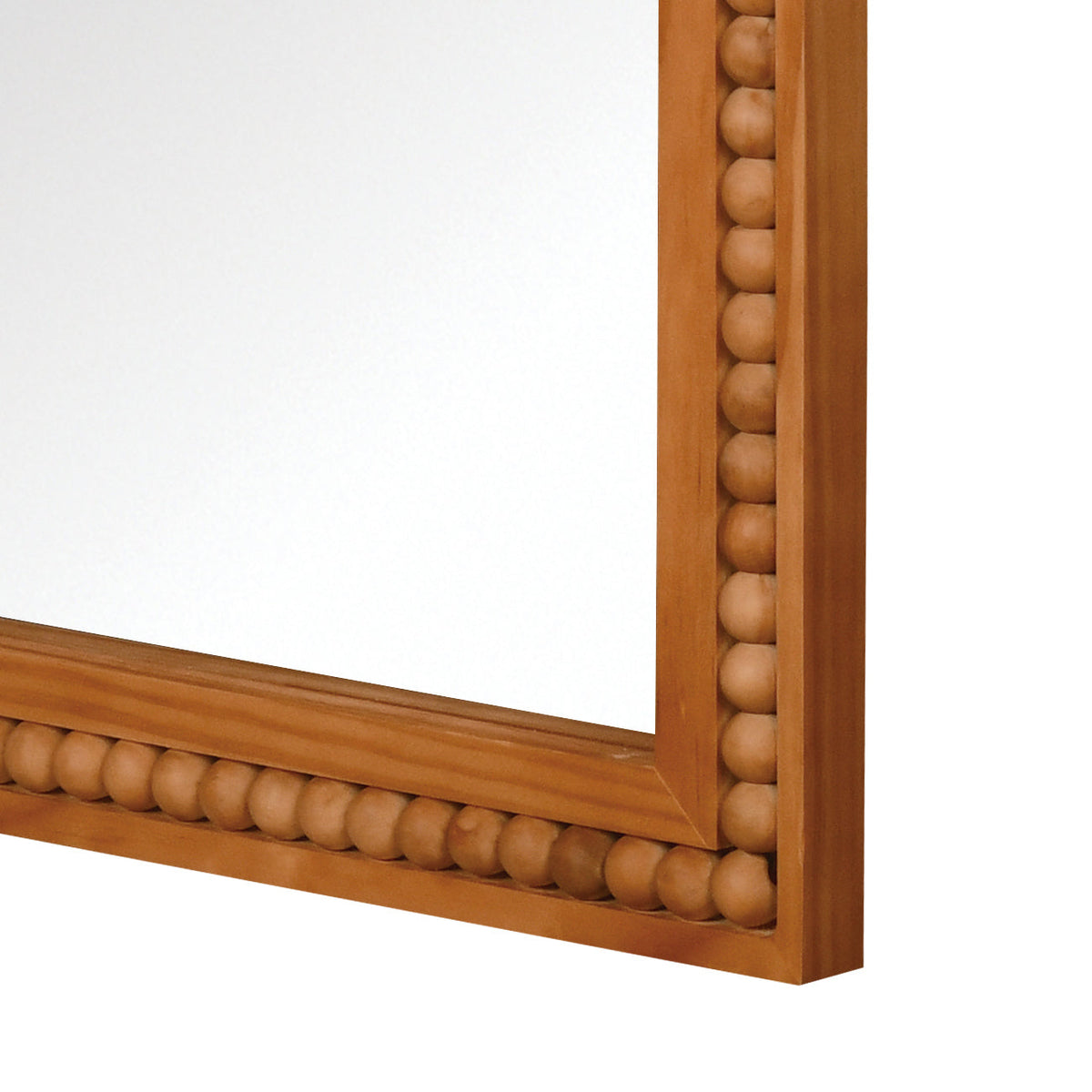 Large Arched Wood Wall Mirror with Beaded Frame for French Country
