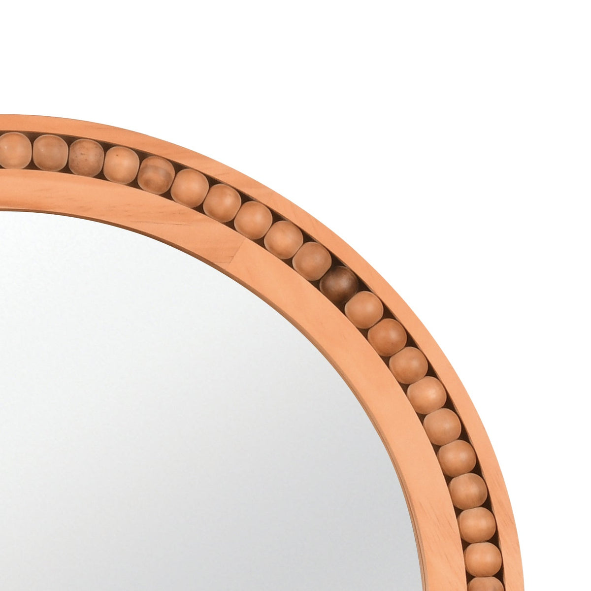 Large Arched Wood Wall Mirror with Beaded Frame for French Country