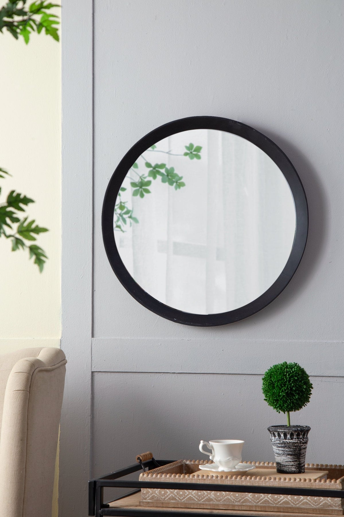 Solid Mango Wood Frame Wall Mirror, Available in 2 Colors