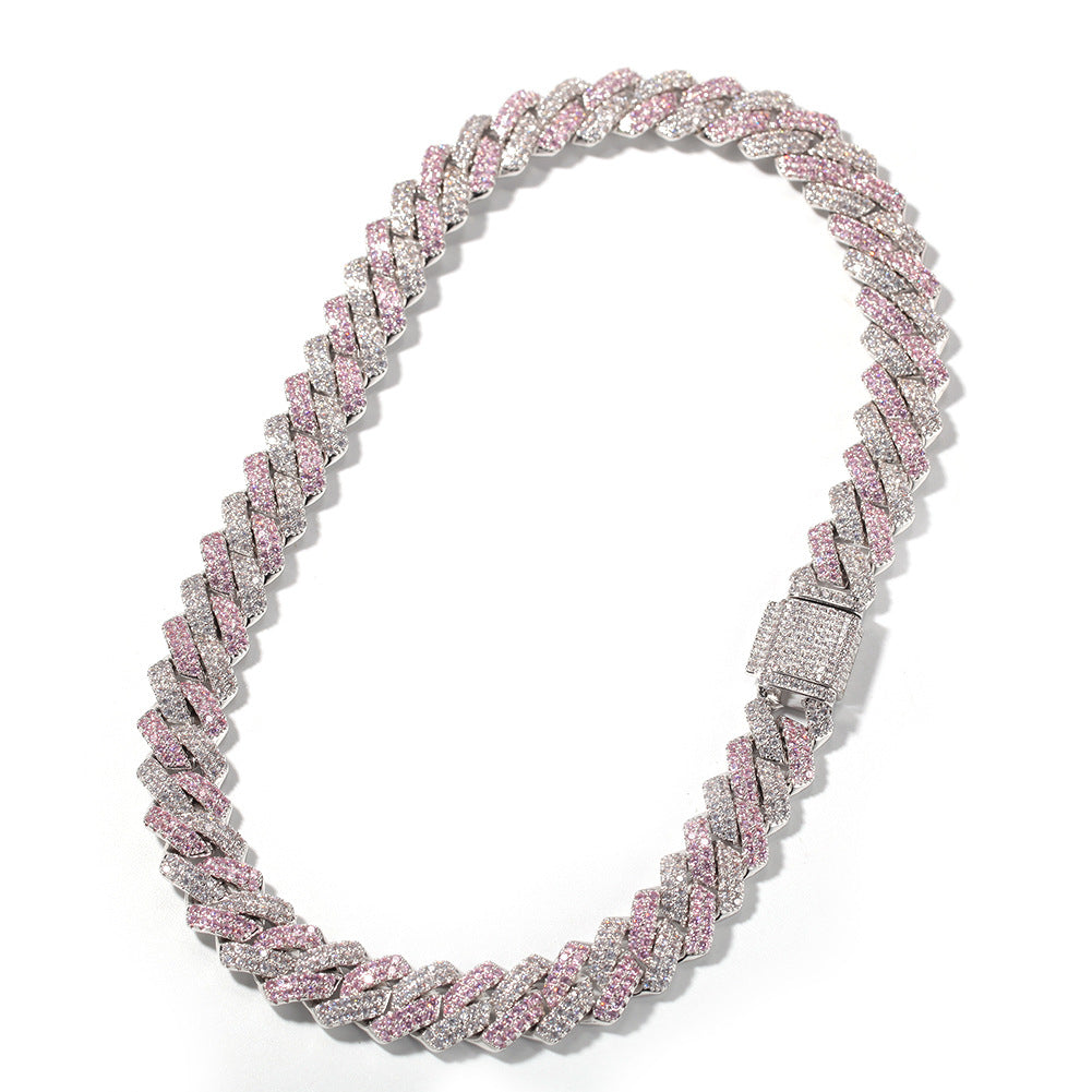 Hip-hop bar-style Cuban zircon-encrusted necklace