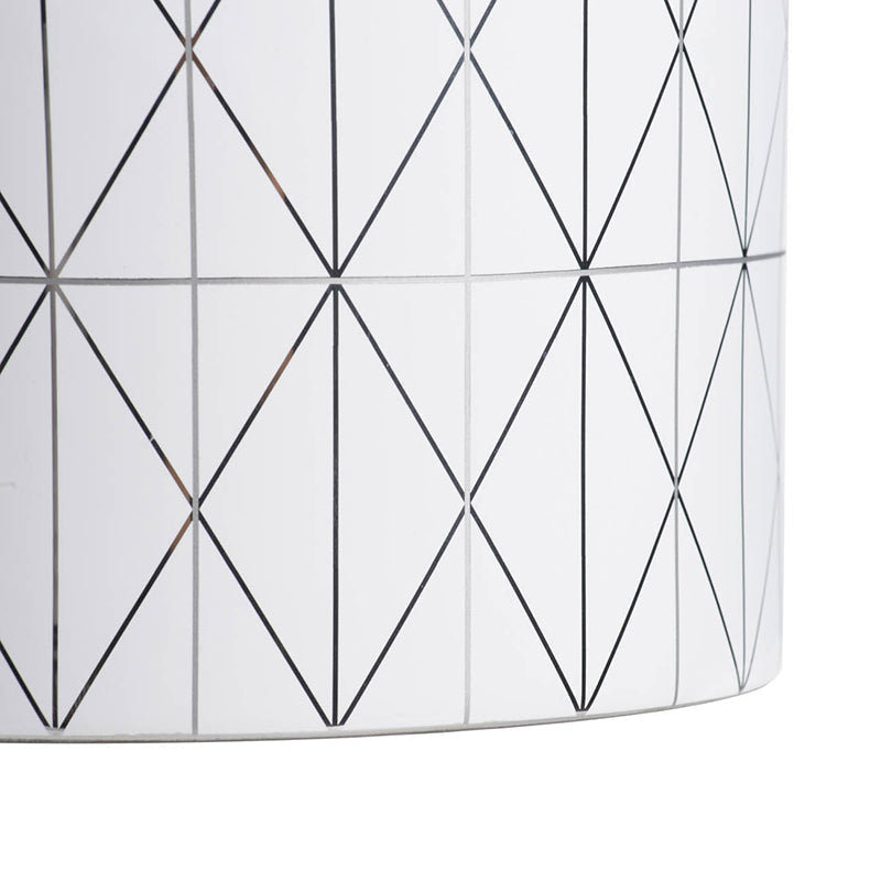 White & Silver Geometric Ceramic Planter, Available in 2 Sizes