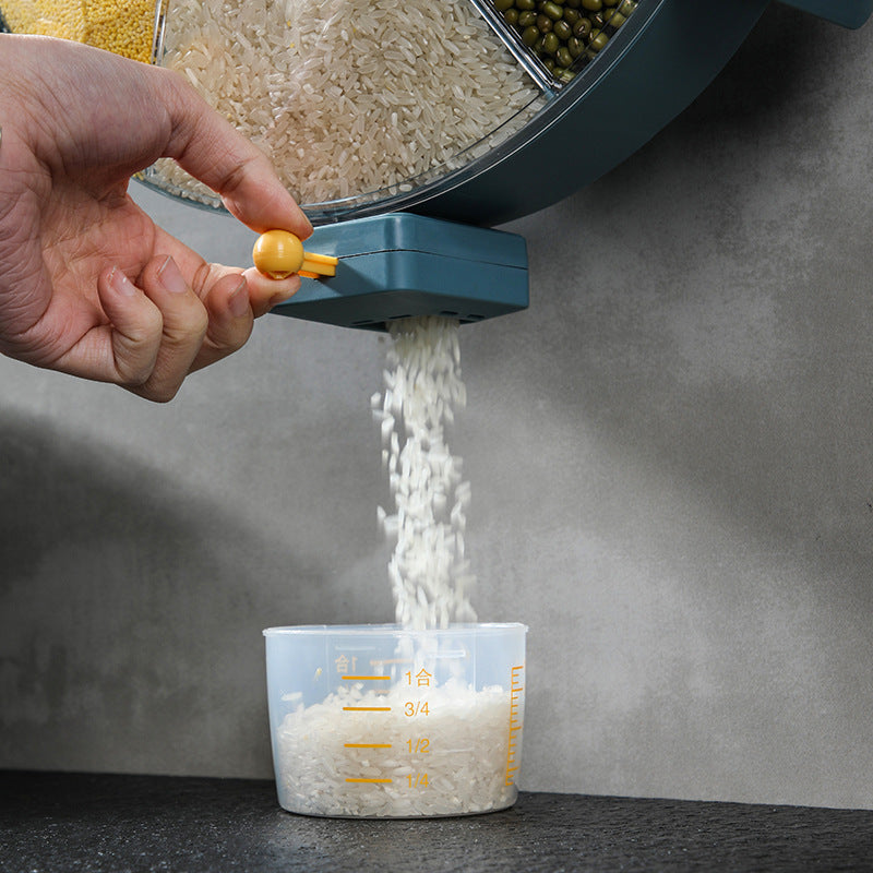 🍚 Wall‑Mounted Grain & Cereal Dispenser – Rotating Dry Food Storage for Kitchen
