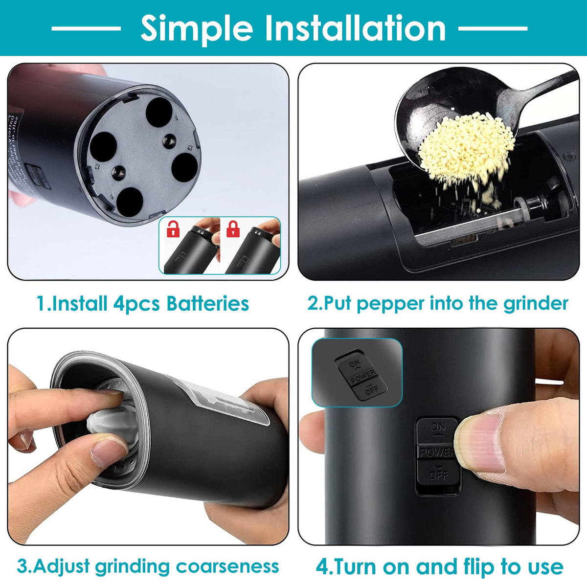 Electric Salt & Pepper Grinder – Gravity Sensor with LED