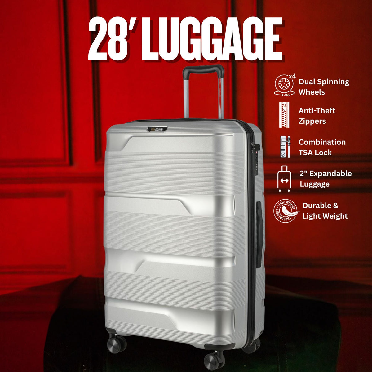 28-inch Silver Hardcase Roller Luggage