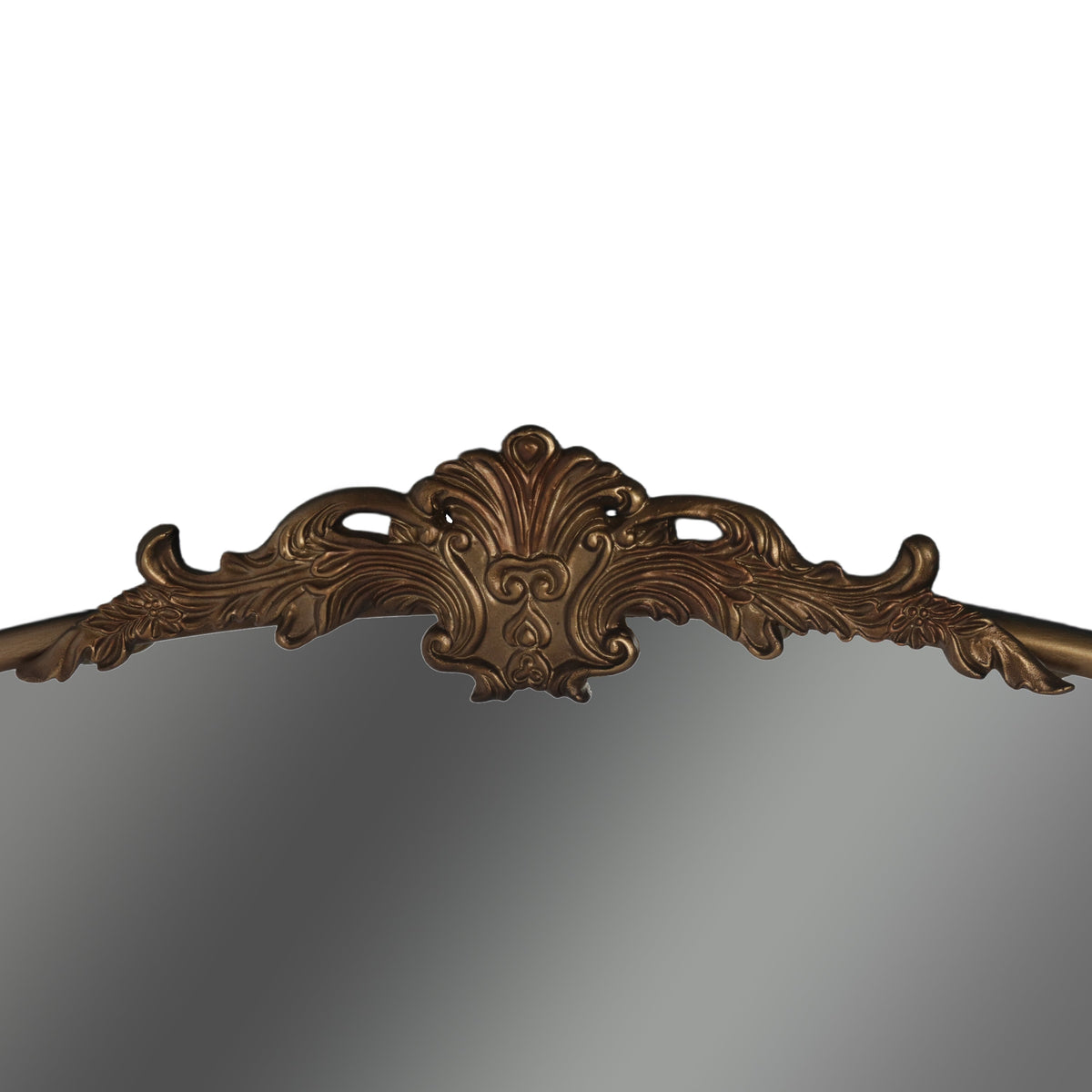 Wide French Baroque Arched Wall Mirror with Ornate Metal Frame for