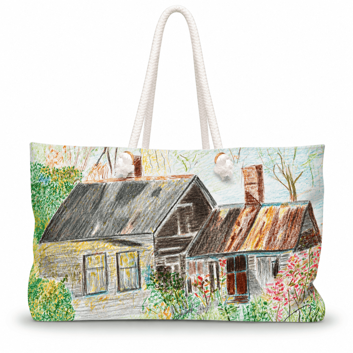 PimsArt Countryside Cottage Weekender Bag From Original Drawing