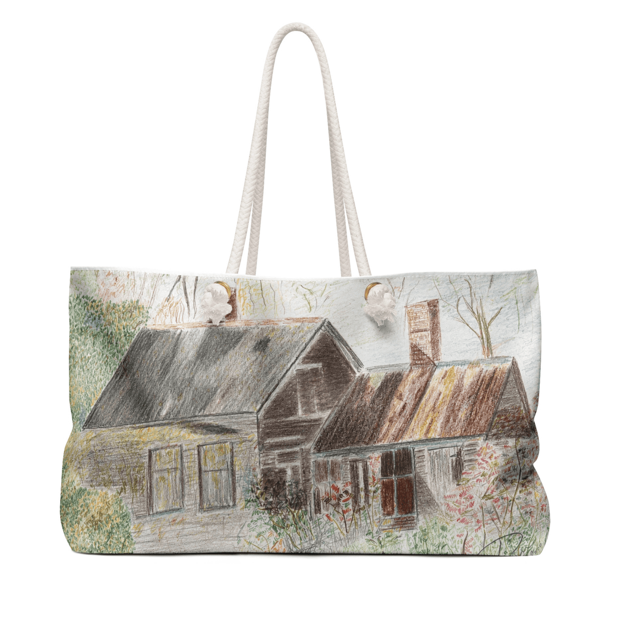 PimsArt Countryside Cottage Weekender Bag From Original Drawing