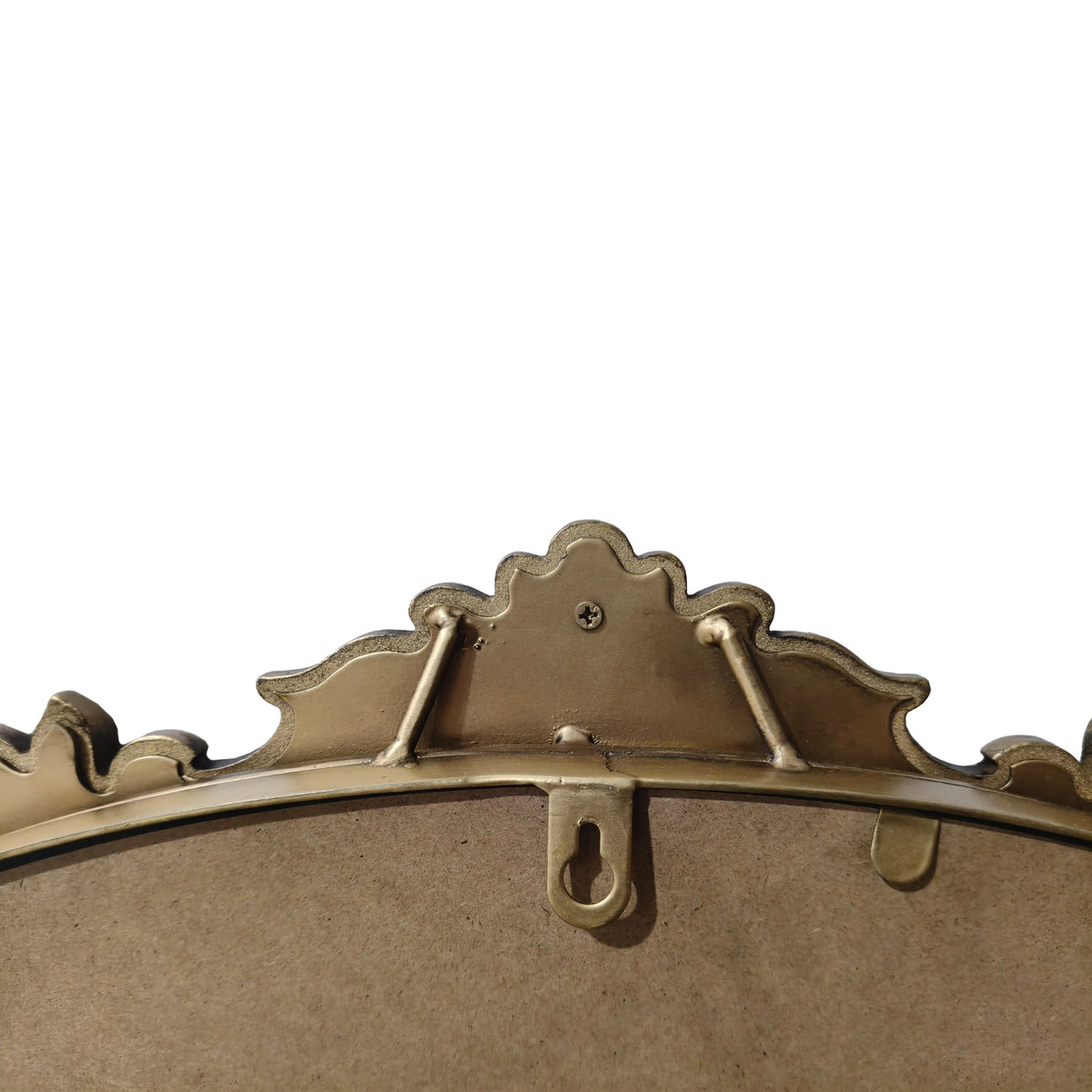 Round Wall Mirror – Ornate Wood Frame Antique Gold 33.27" x 31.5" for