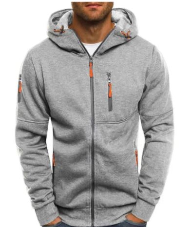 Men's Fleece Color Hoodie Zip Front Hooded Sweatshirt
