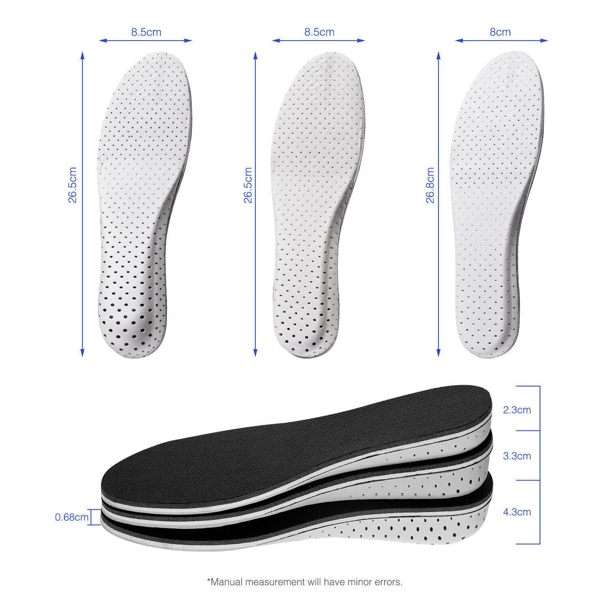 Men Women Invisible Height Increase Insoles Heel Lift Taller Shoe