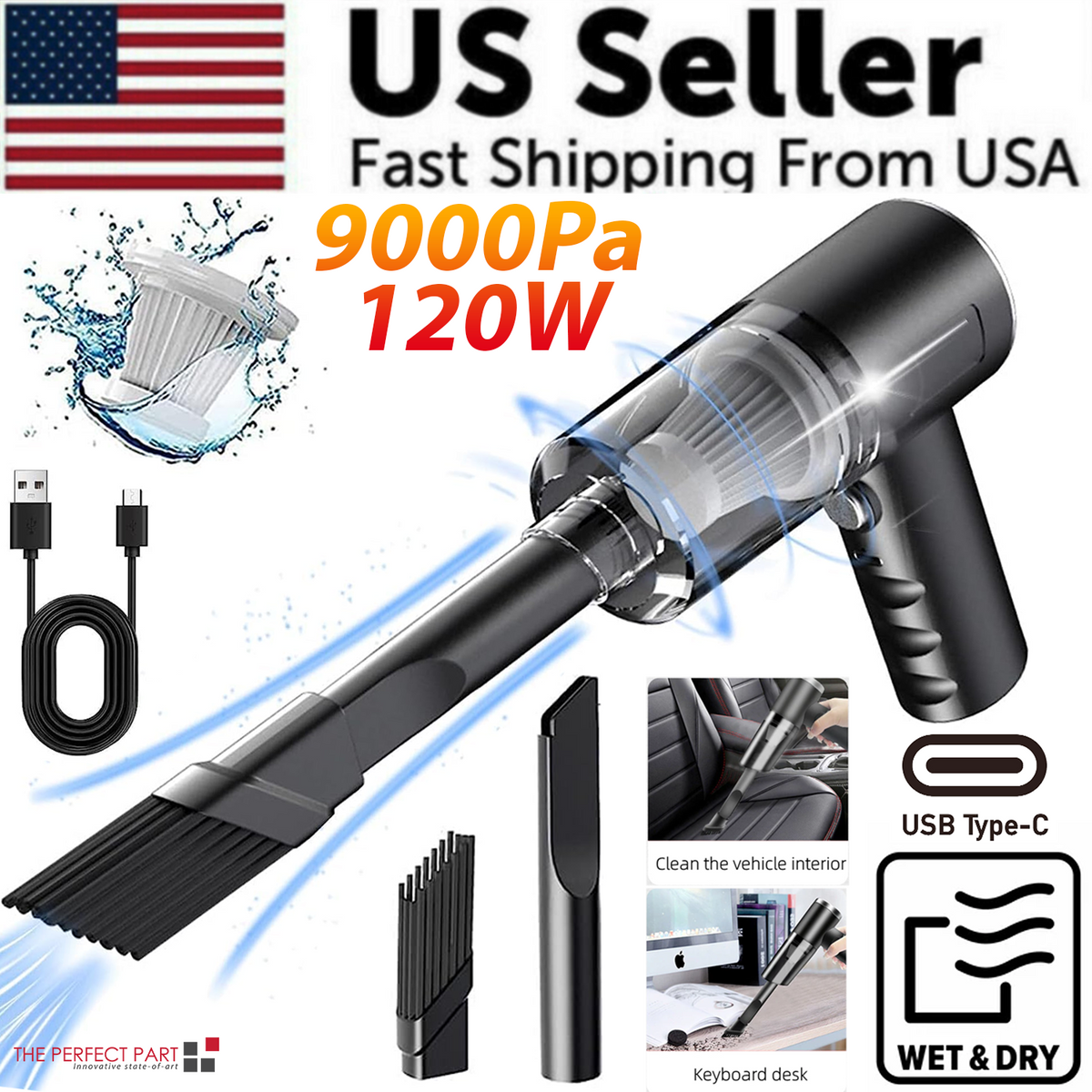 120W Cordless Handheld Vacuum Cleaner Small Mini Portable Car Auto