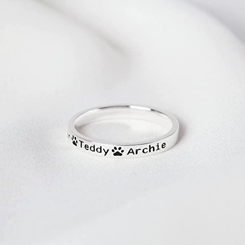 Dog Name Ring, Dog Mom Gift, Memorial Pet Gift, Custom Pet Names Ring
