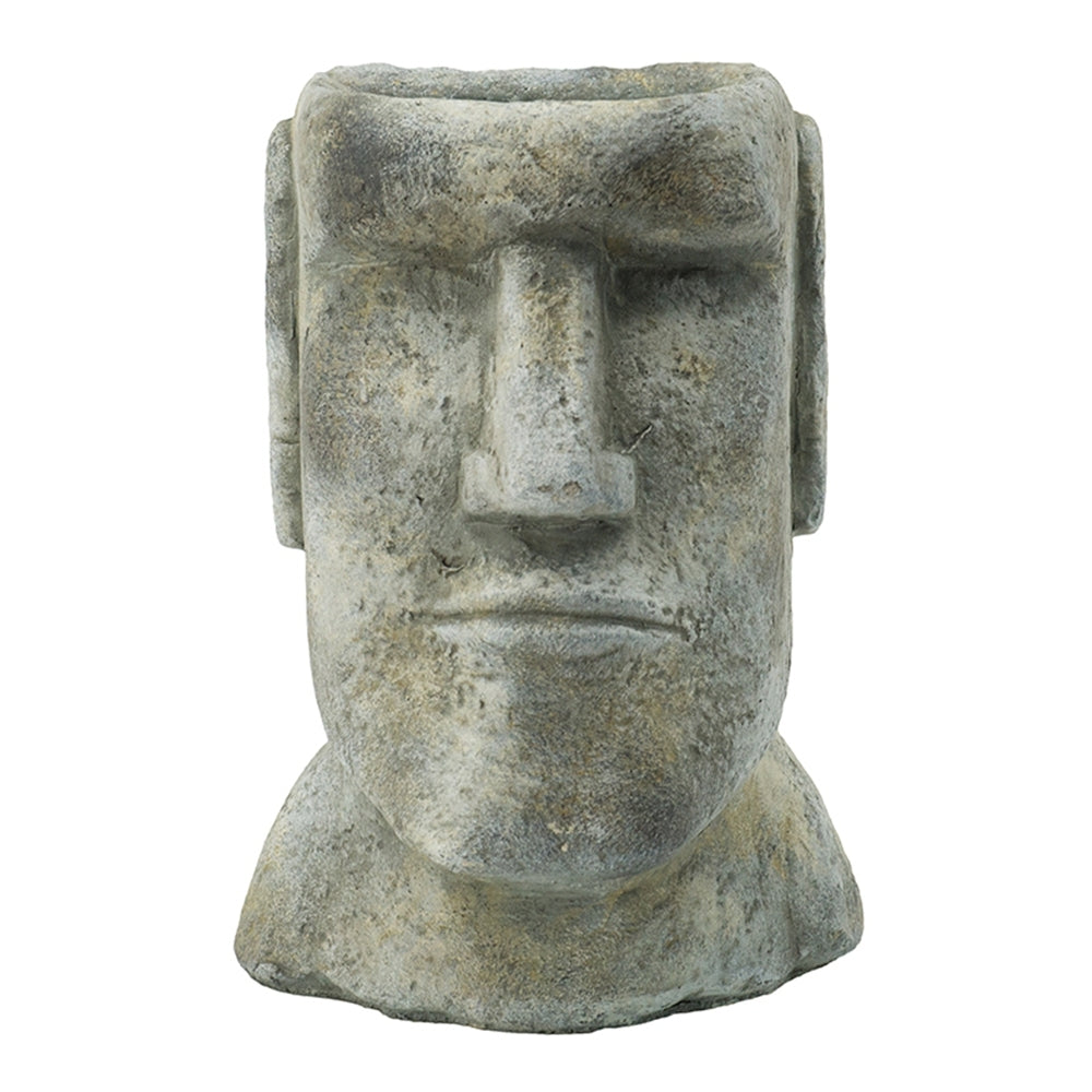 Easter Island Head Cement Planter, 5 × 5.5 × 9 in