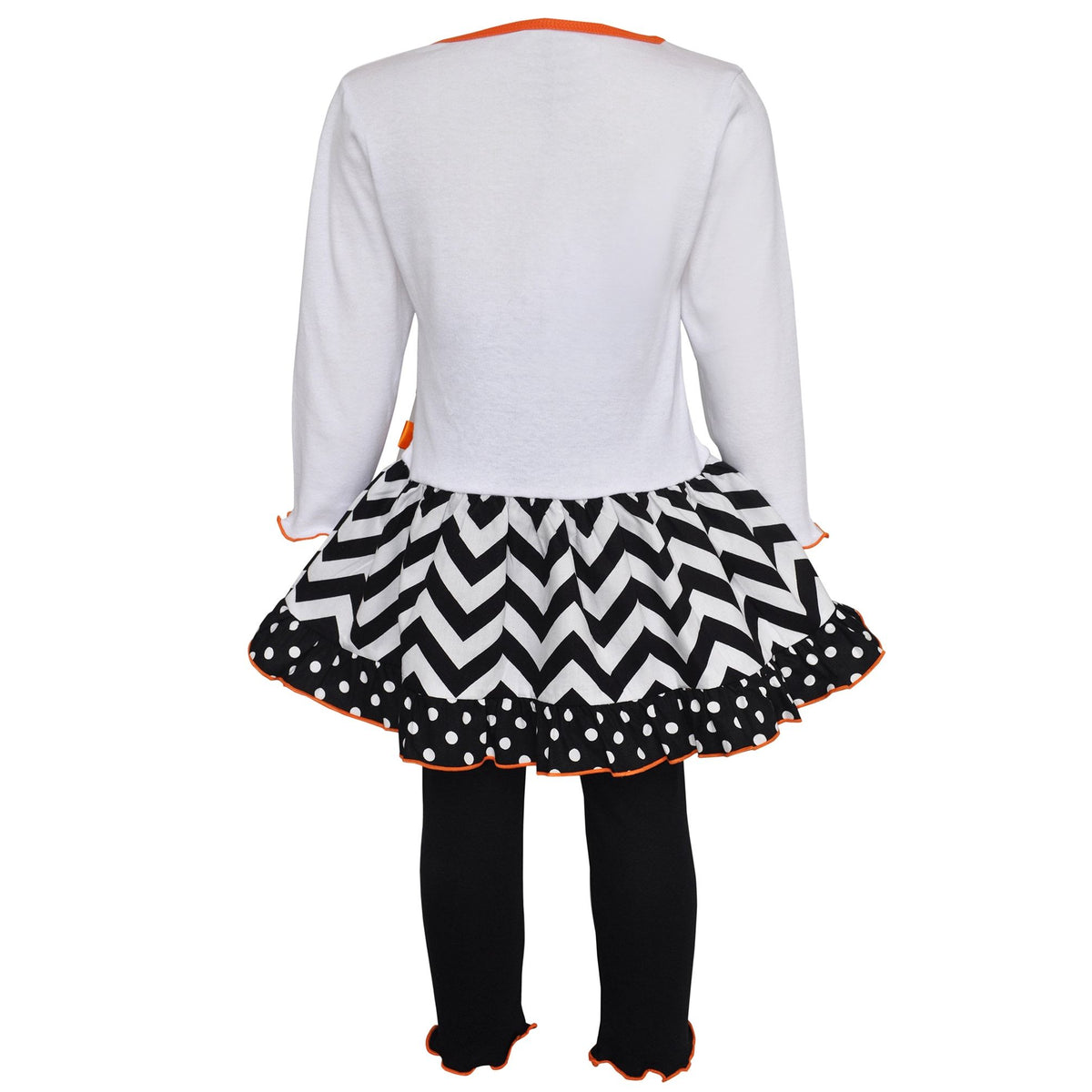 AnnLoren Girls' Halloween Pumpkin and Kitten Knit Dress Set