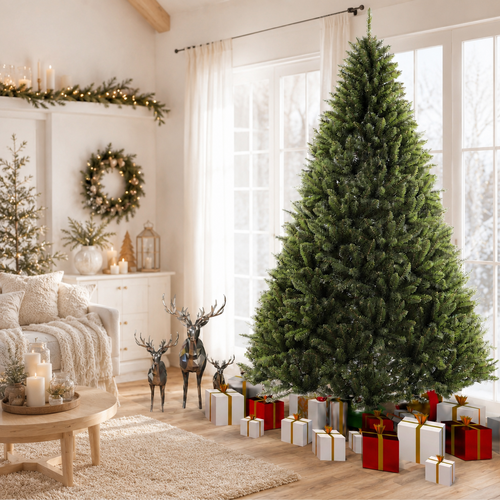 Full Unlit Artificial Christmas Tree with Hinged Branches and Folding