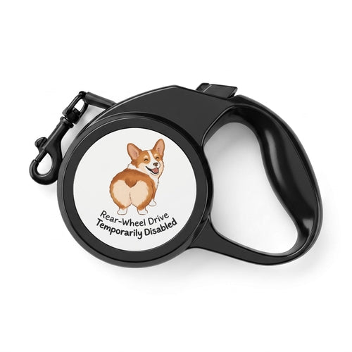 Retractable Leash - 'Rear-Wheel Drive Temporarily Disabled' Corgi