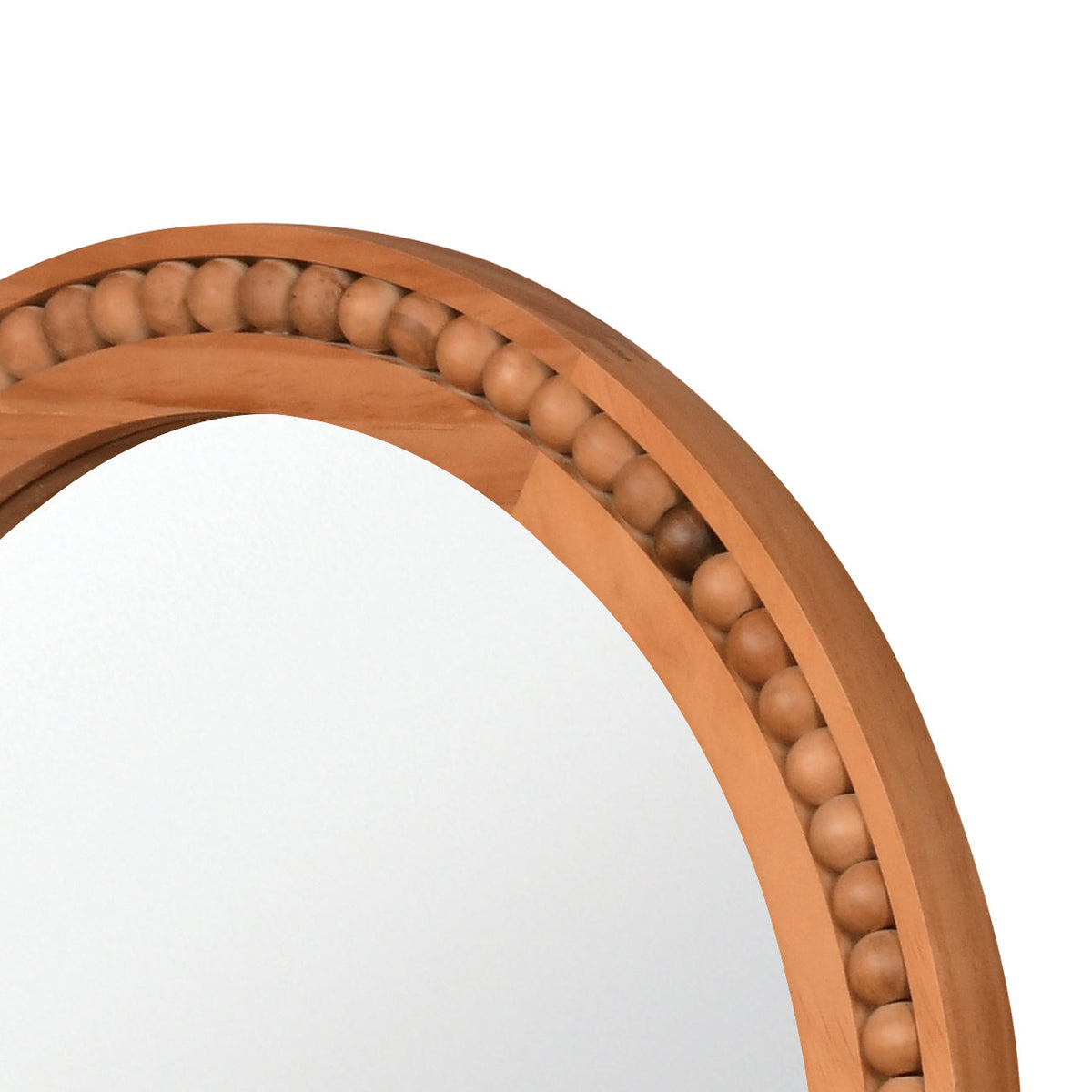 Large Arched Wood Wall Mirror with Beaded Frame for French Country