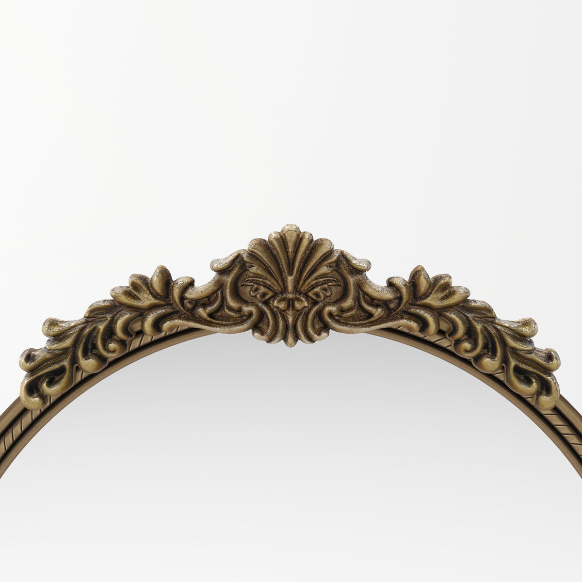 Round Wall Mirror – Ornate Wood Frame Antique Gold 33.27" x 31.5" for