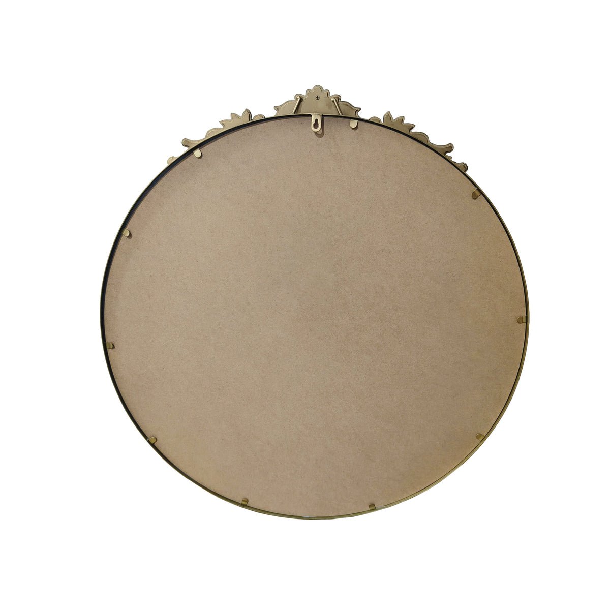 Round Wall Mirror – Ornate Wood Frame Antique Gold 33.27" x 31.5" for