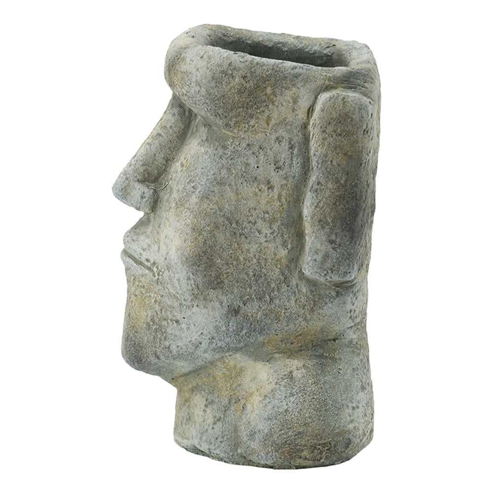 Easter Island Head Cement Planter, 5 × 5.5 × 9 in