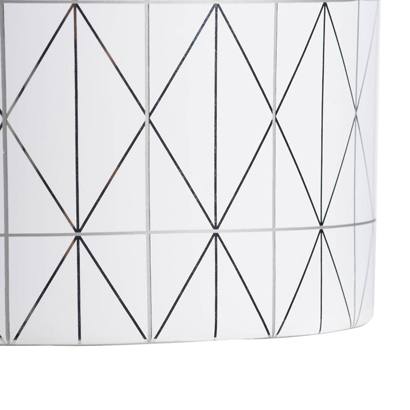 White & Silver Geometric Ceramic Planter, Available in 2 Sizes