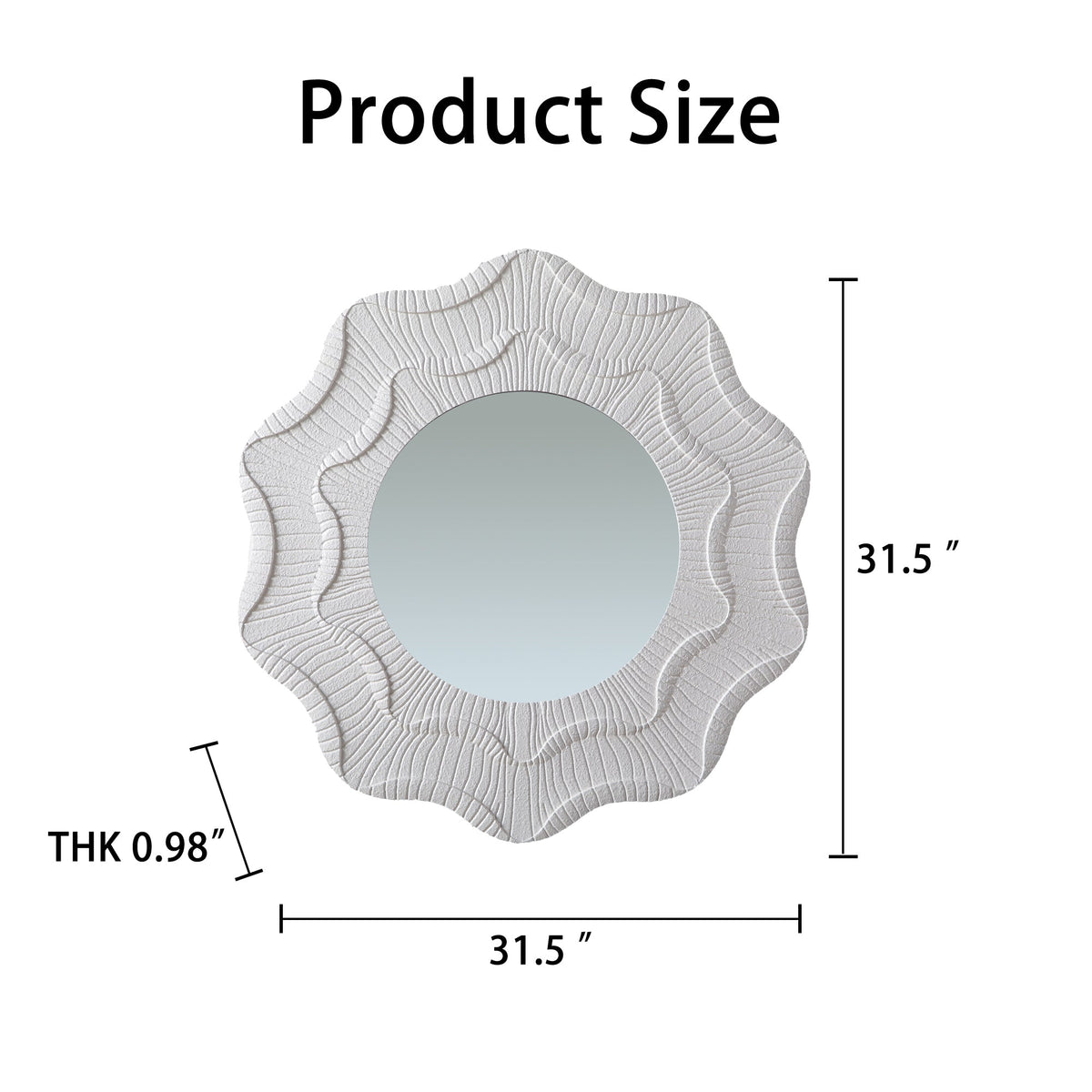Round Cream Flower Wall Mirror with Wavy Frame for Decorative Home