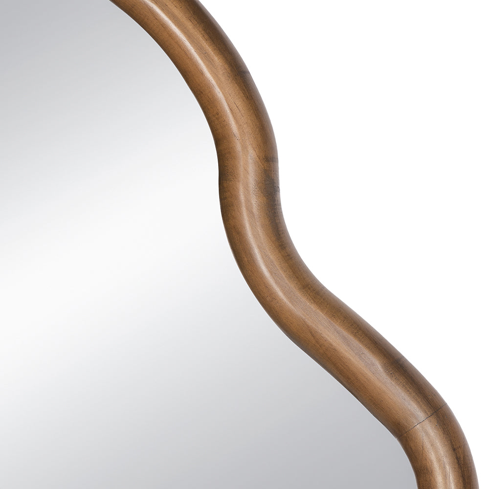 Arched Wood Frame Full-Length Mirror, Brown, 30 × 55 in