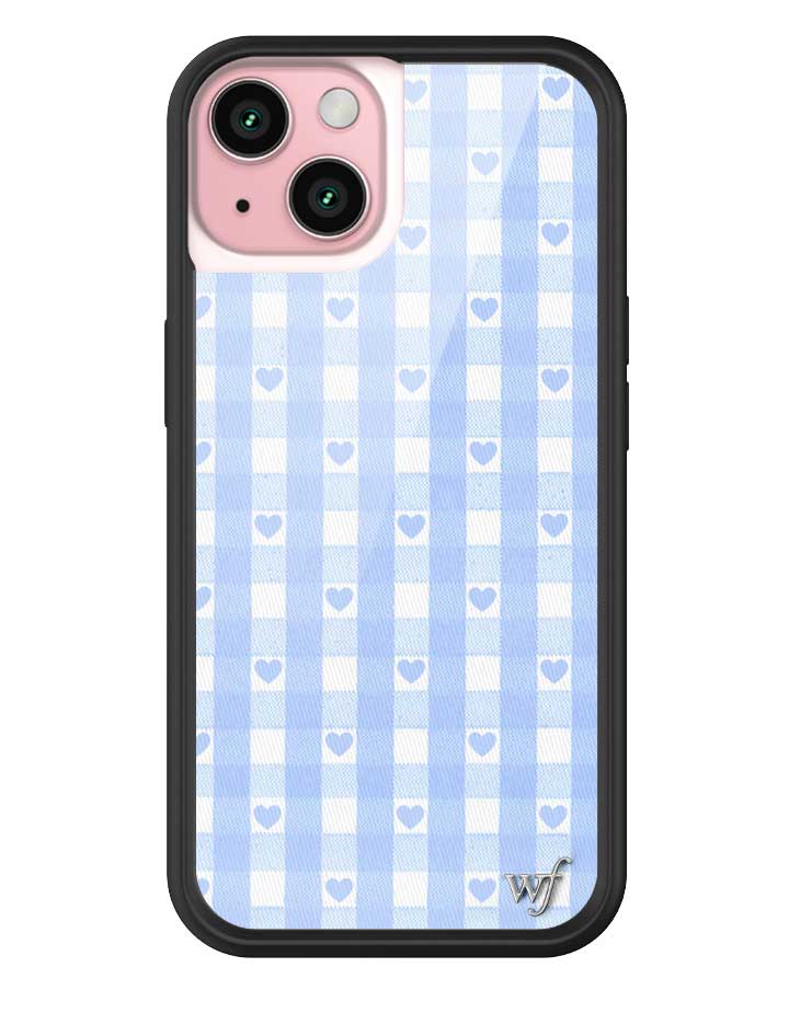 Gingham Hearts | Blue iPhone Case
