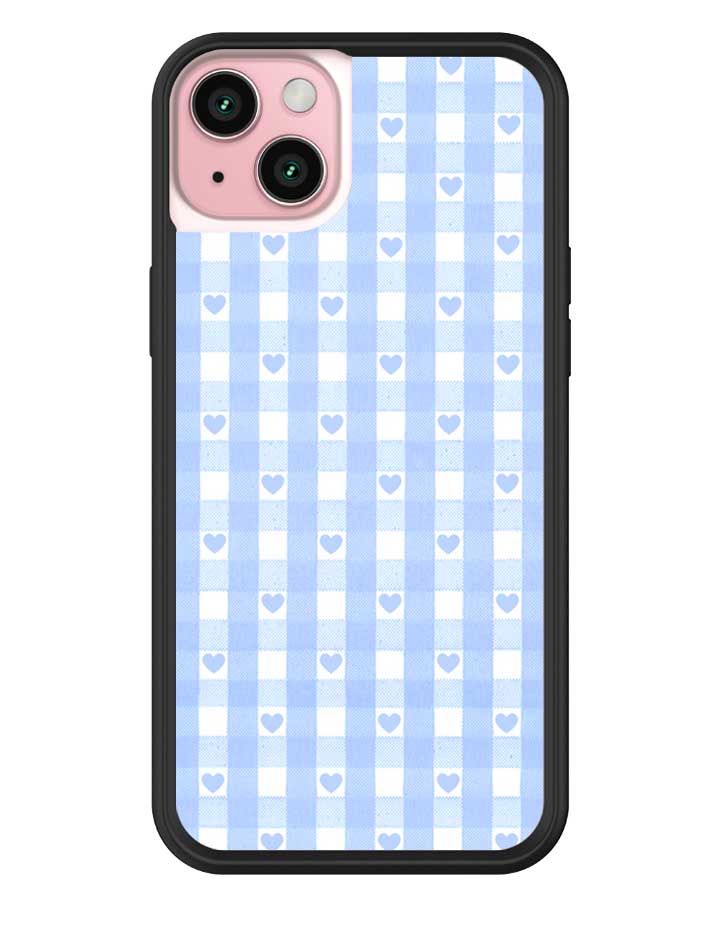 Gingham Hearts | Blue iPhone Case