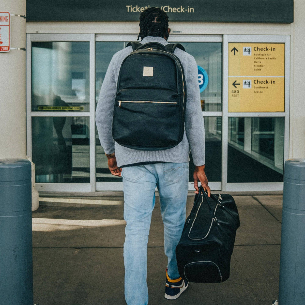 Black Leather Duffle Bag