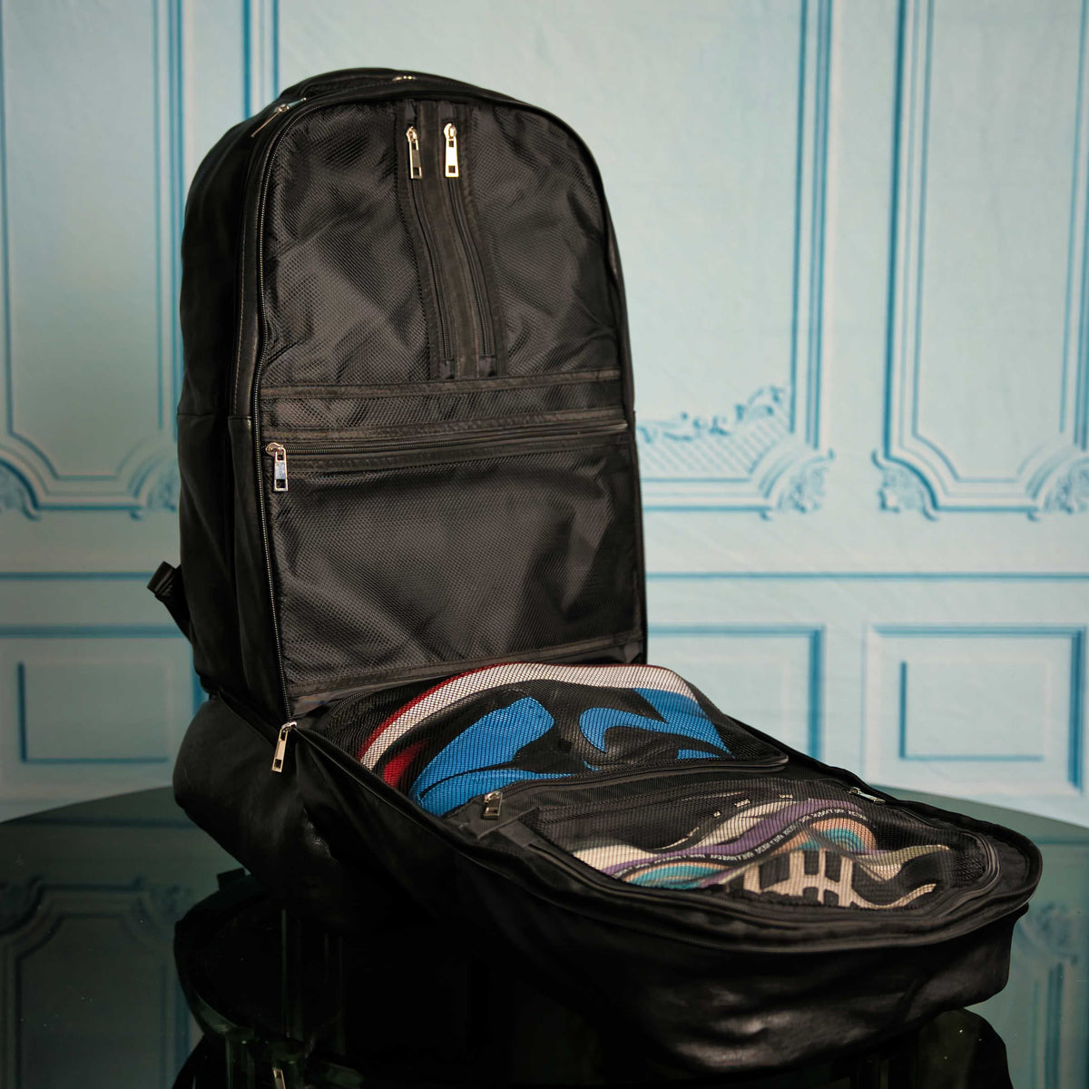 Black Leather Signature Bag Set (Signature Backpack and Duffle Bag)