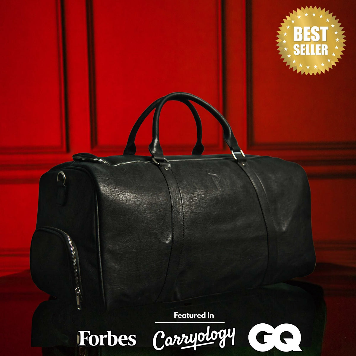 Black Leather Duffle Bag