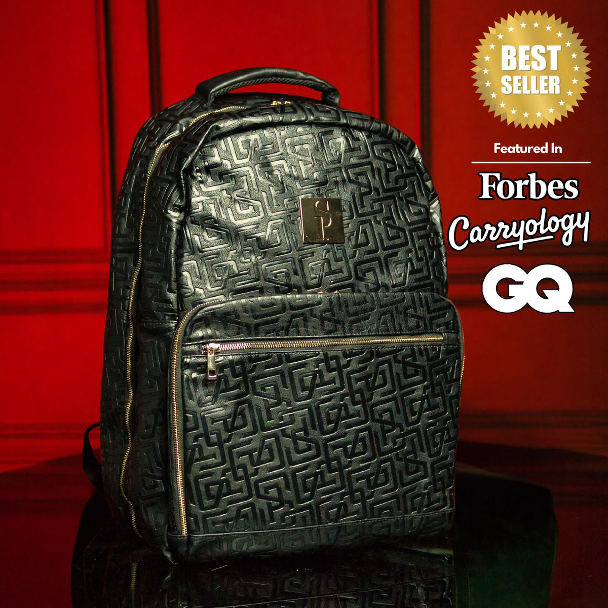 Black Monogram Leather Commuter Bag