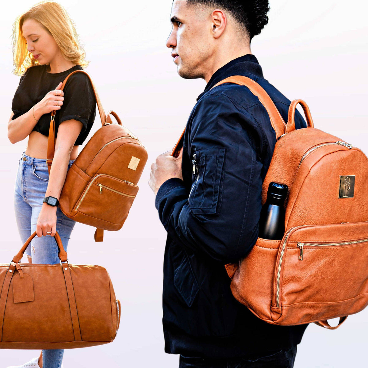 Brown Leather Carrier Backpack