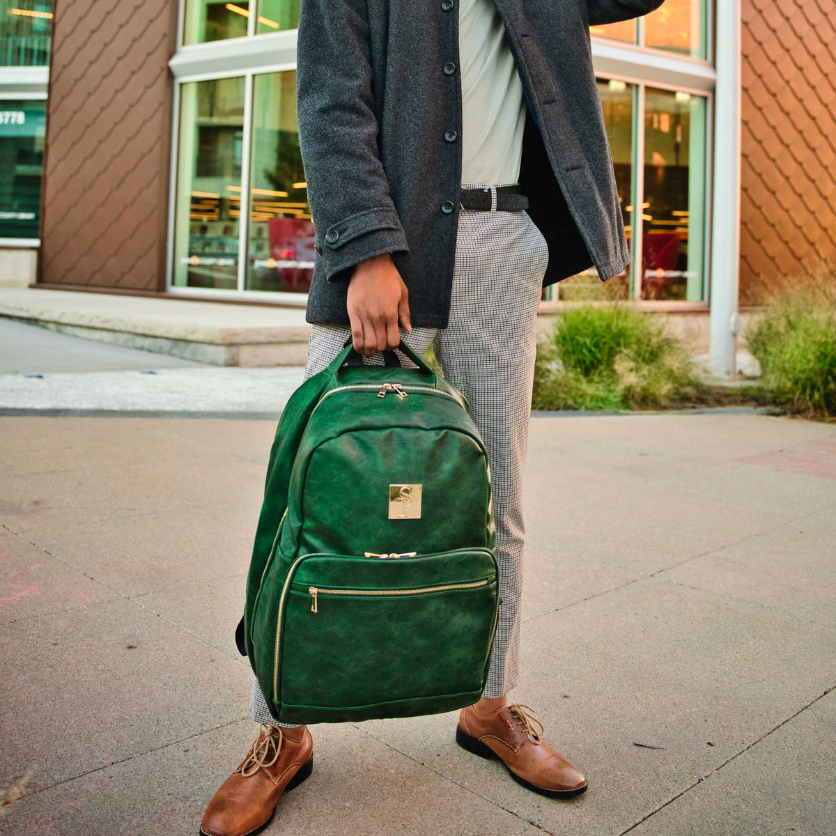 Emerald Green Leather Commuter Bag (XL Design)