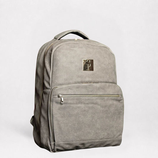 Grey Leather Commuter Bag