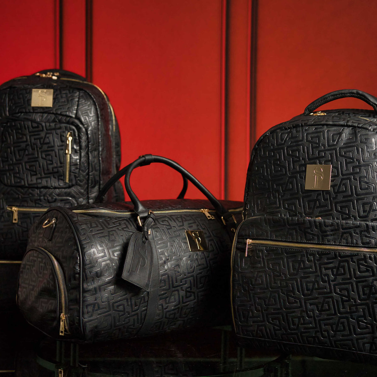 Monogram Leather 3 Bag Set (Signature Backpack, Commuter and Duffle Bag)