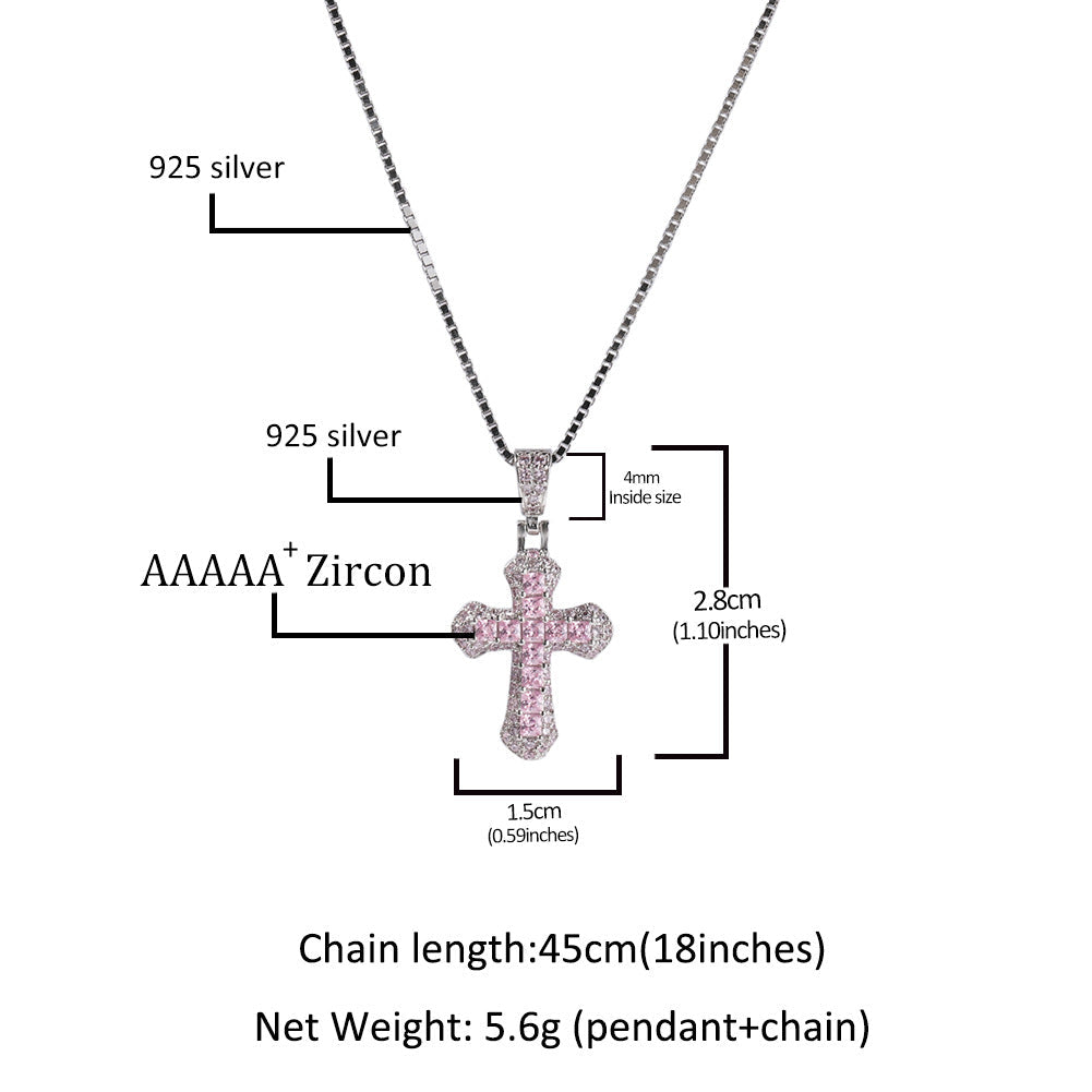 Gold-plated, diamond-encrusted mini cross necklace