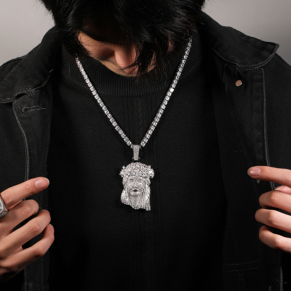 Hip Hop  Iced Out CZ Jesus Piece Pendant Necklace