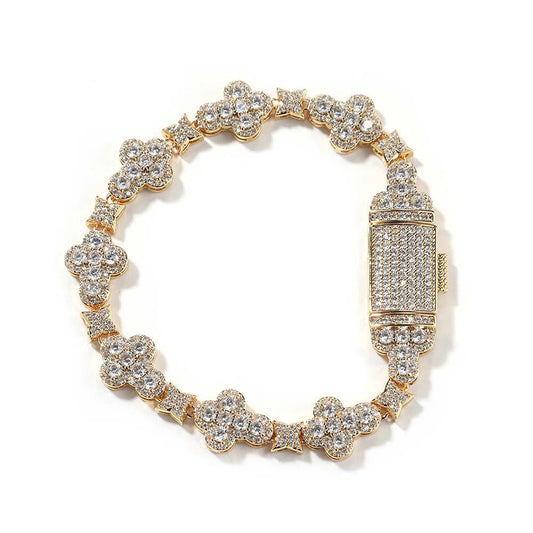10mm cross flower star bracelet with micro-inlaid zircon