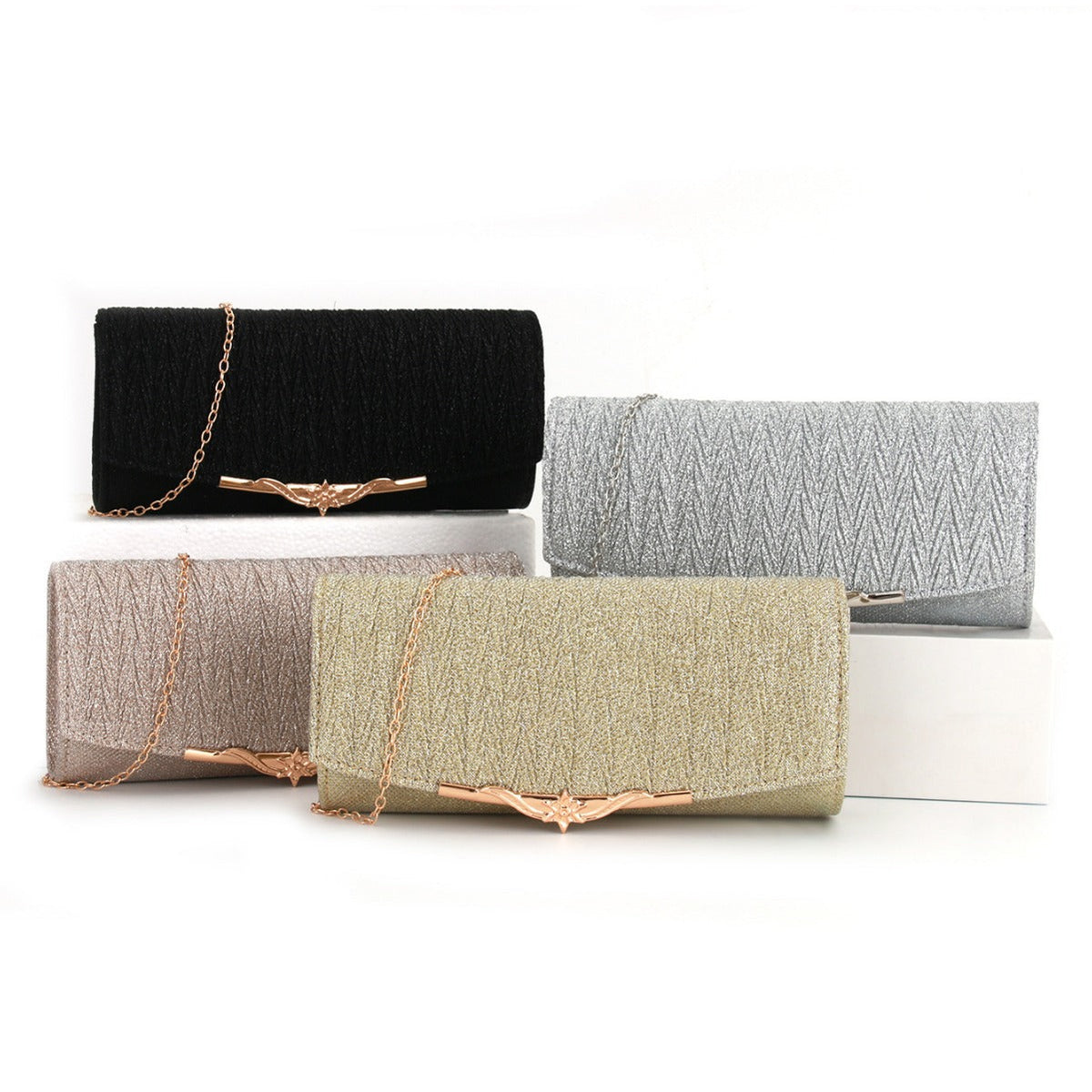 Metal veil pleated Clutch bag evening bag