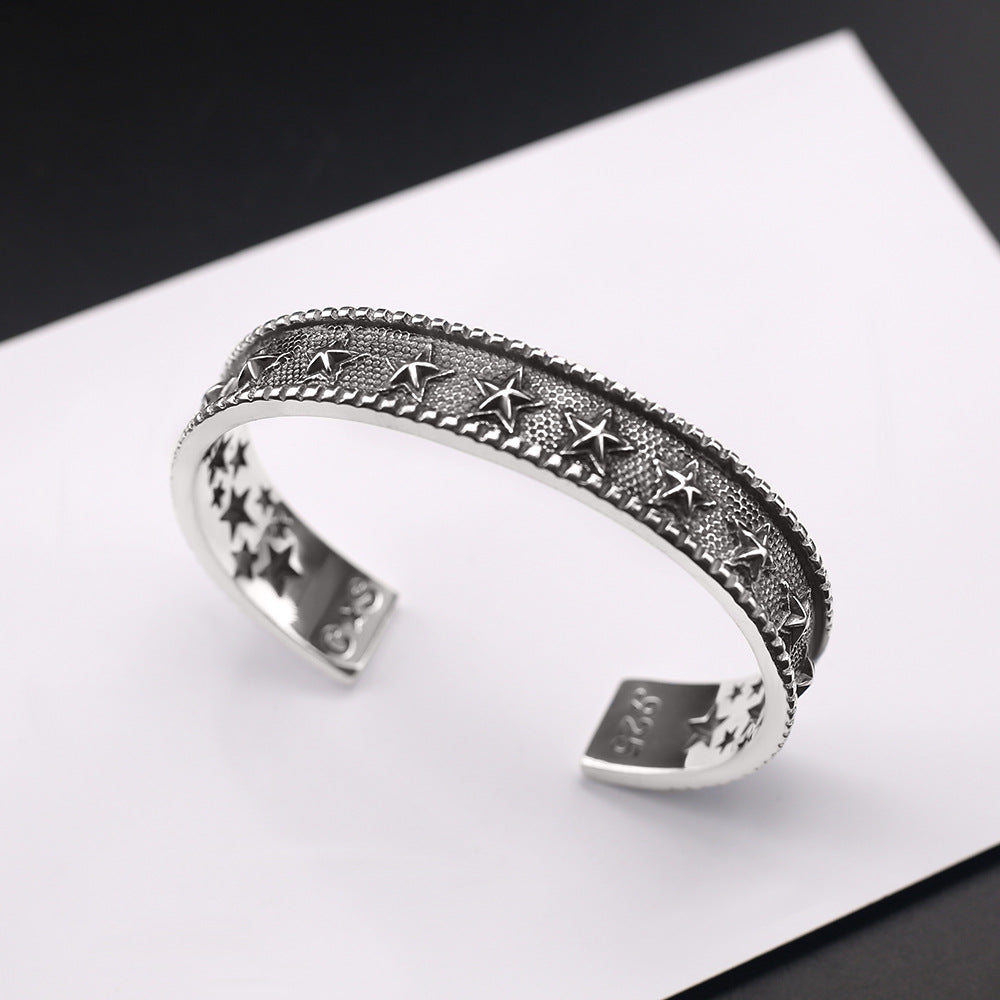 Retro five-pointed star open bracelet