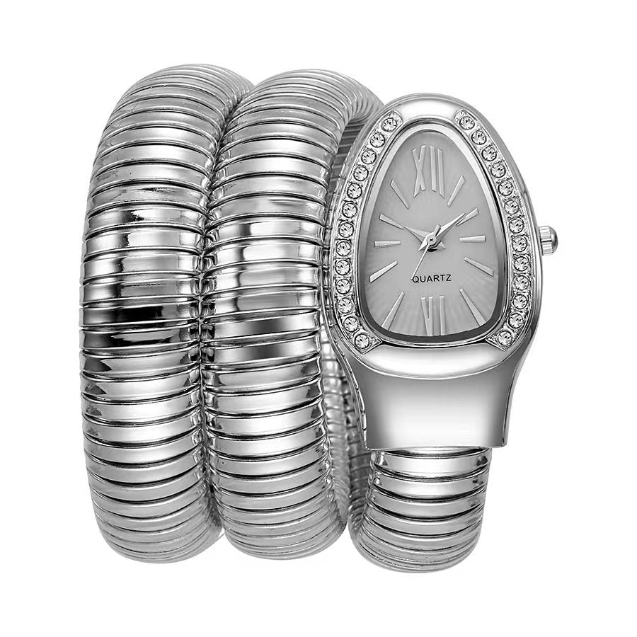 Snake-shaped watch, fashionable women's bracelet watch