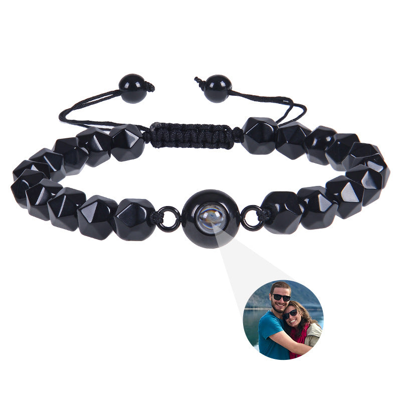 Obsidian Photo projection Customized Bracelet