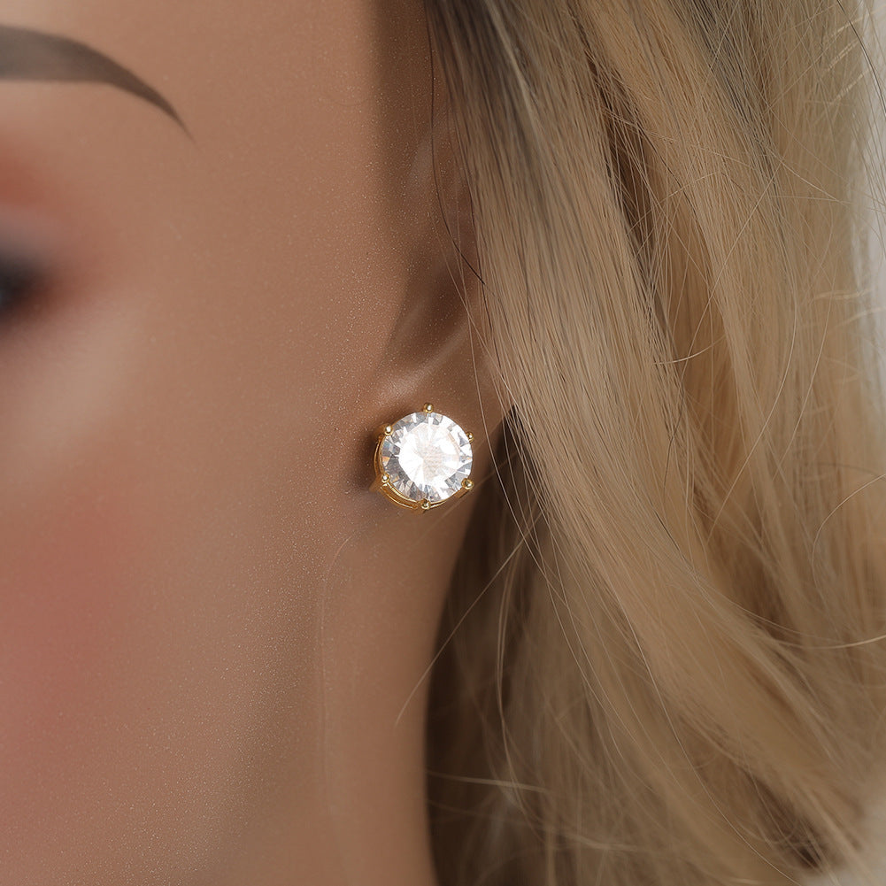 Hip-hop 925 silver moissanite six-prong earrings
